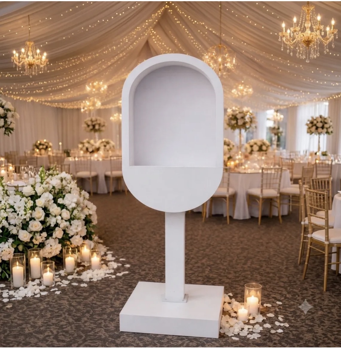 White audio guestbook booth